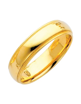 14K Yellow Gold Milgrain Comfort Fit Wedding Band (5mm)